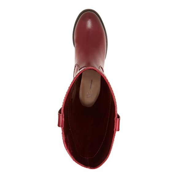 INC Womens Burgundy Goring Fawne Round Toe Block Heel Leather Riding Boot 12 M - Picture 3 of 4